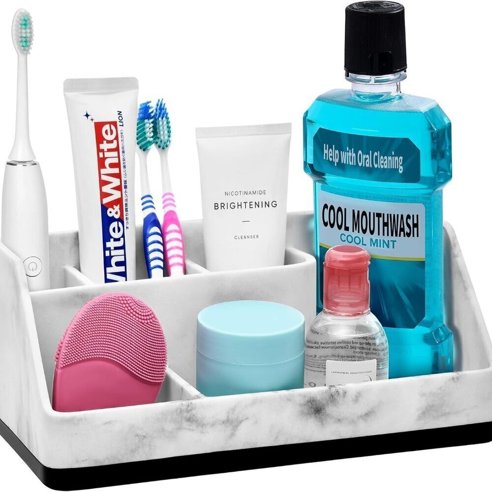 Resin Bathroom Organizer 5-Compartment Countertop Holder